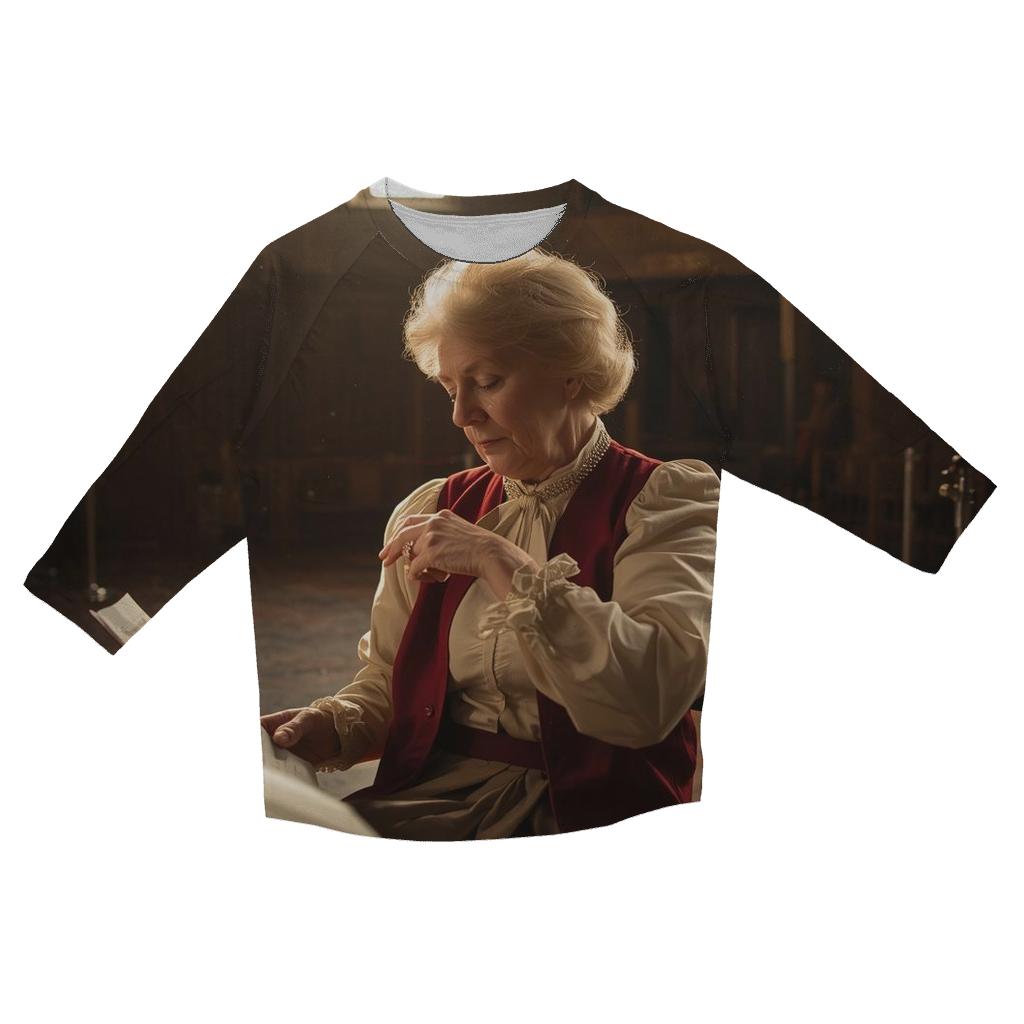 Polly Holliday On Set Southern Theatre Workshop printed three quarter sleeve shirts