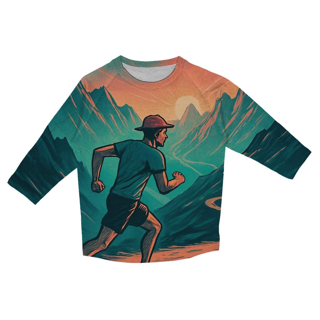 Mountain Trail Running Sunrise Motion personalized 3/4 sleeve tees