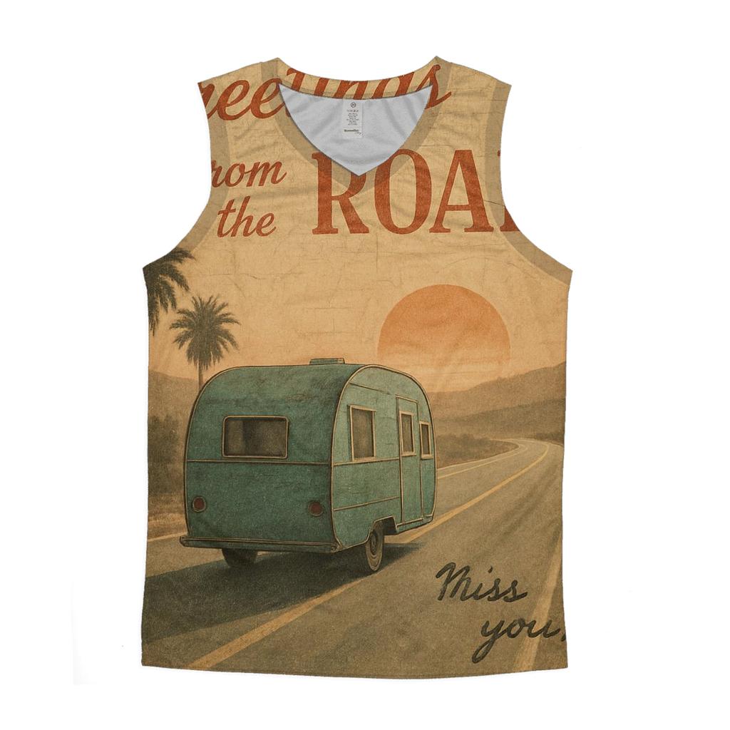 Sunset Roadtrip Postcard sports performance tank tops