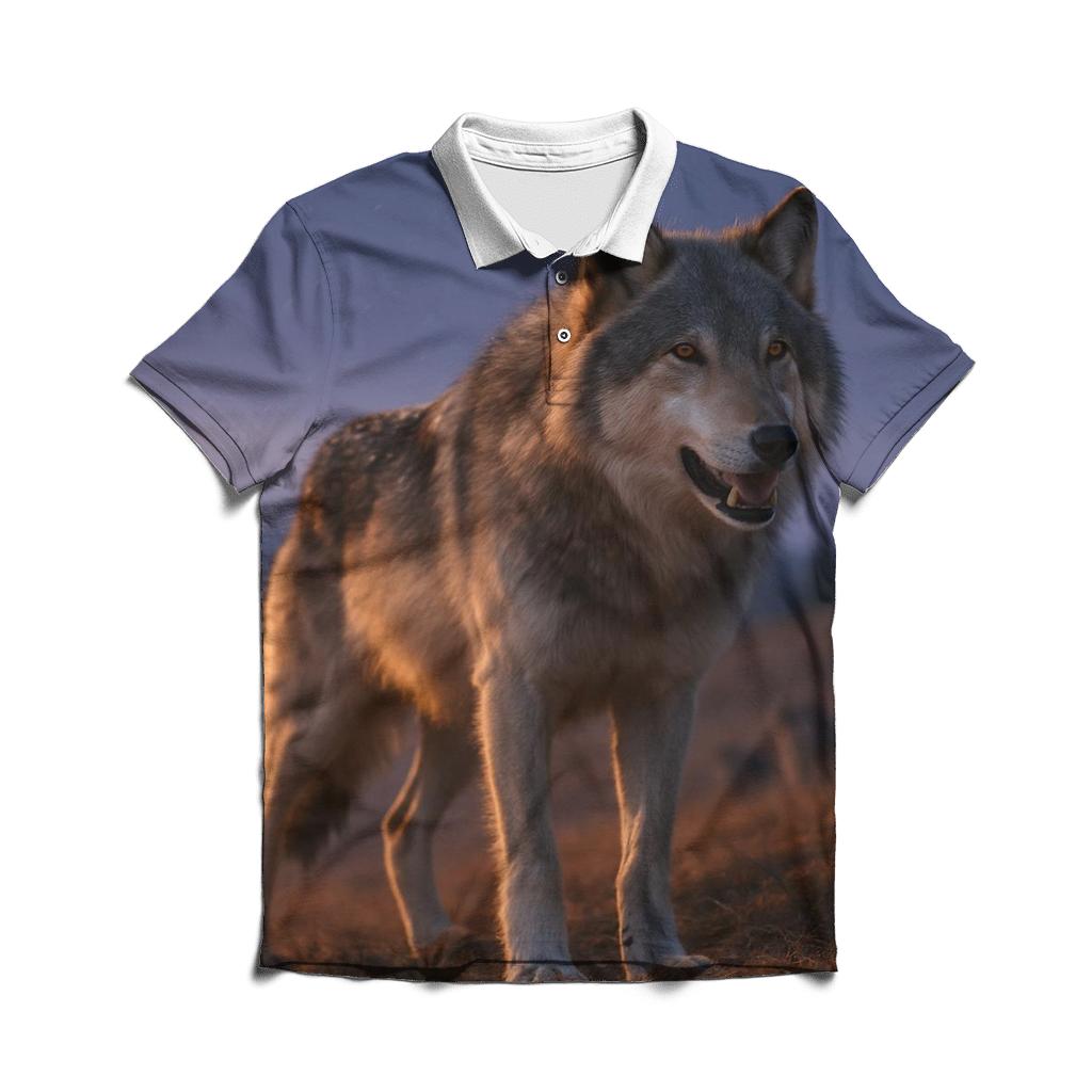 Alaskan Pack Leader At Dusk premium cotton polo shirts