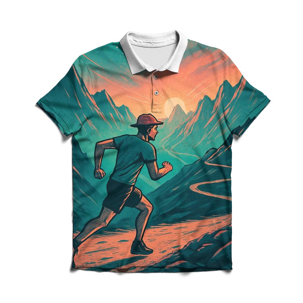 Mountain Trail Running Sunrise Motion premium cotton polo shirts