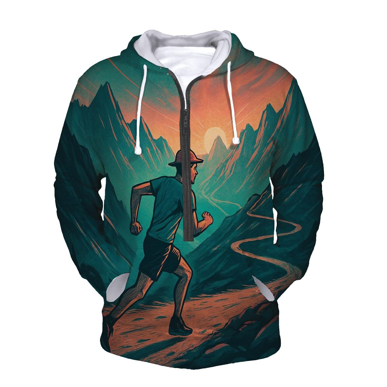 Mountain Trail Running Sunrise Motion hoodie trends
