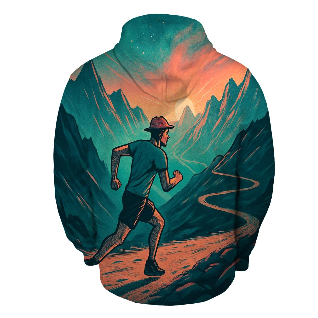 Mountain Trail Running Sunrise Motion hoodie trends