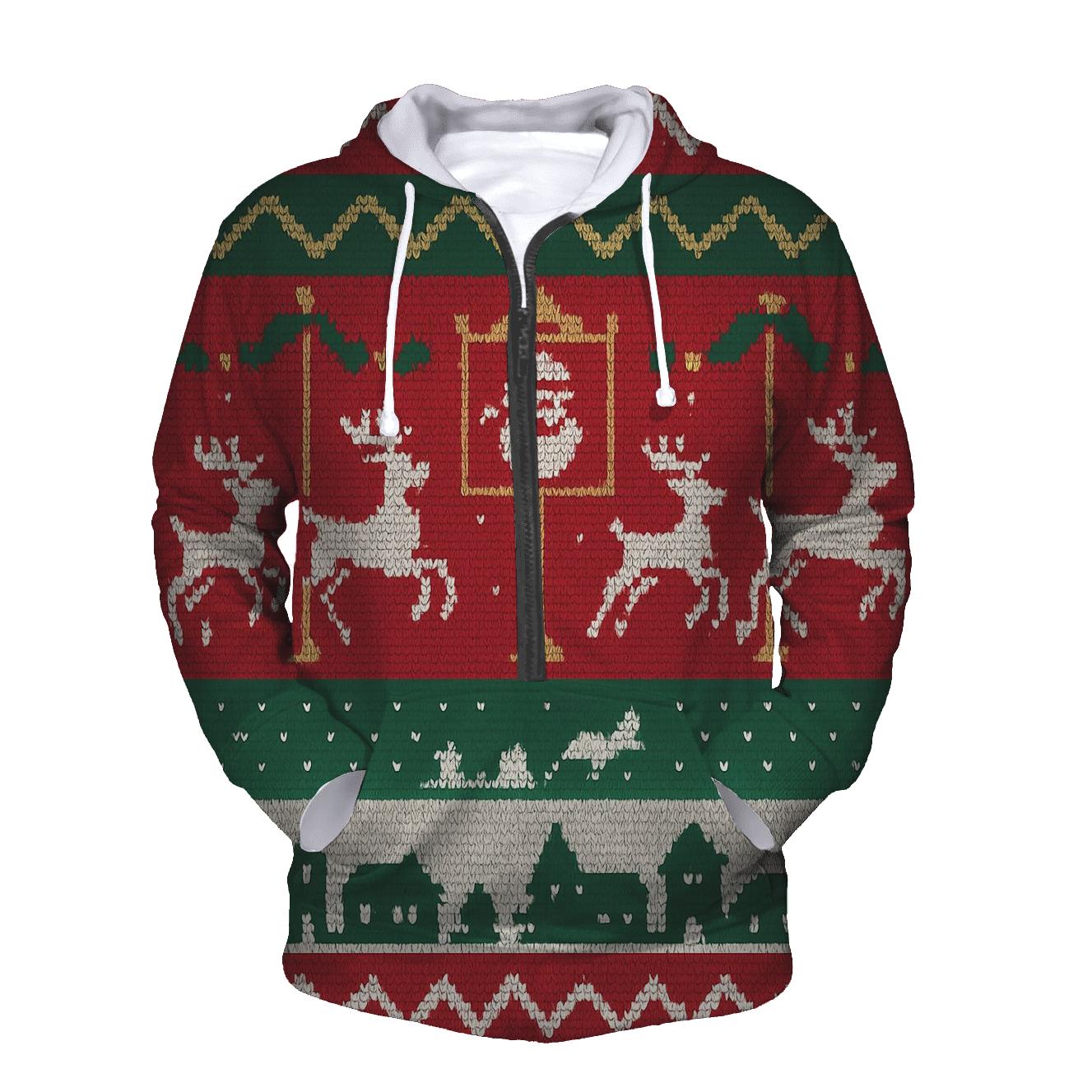 Tacky Tinsel Reindeer Fairground Design embroidered hoodies