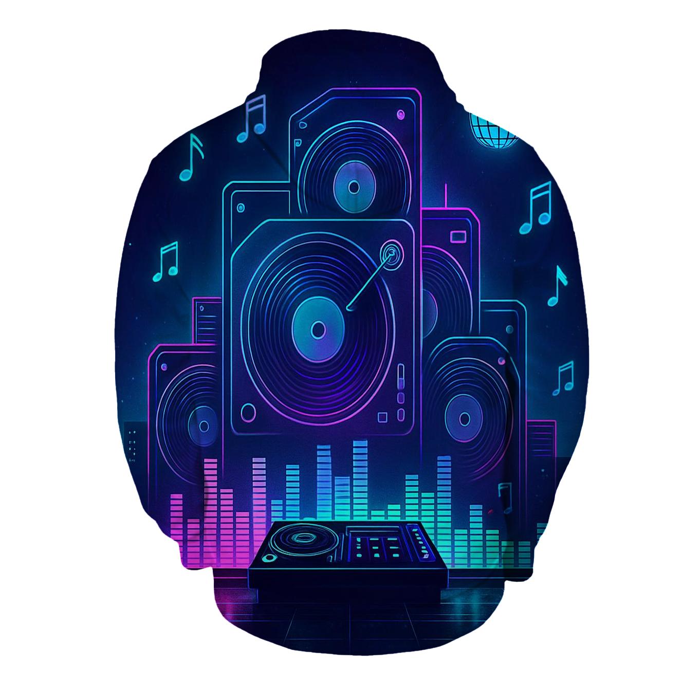 Neon Turntable Skyline printed hoodies