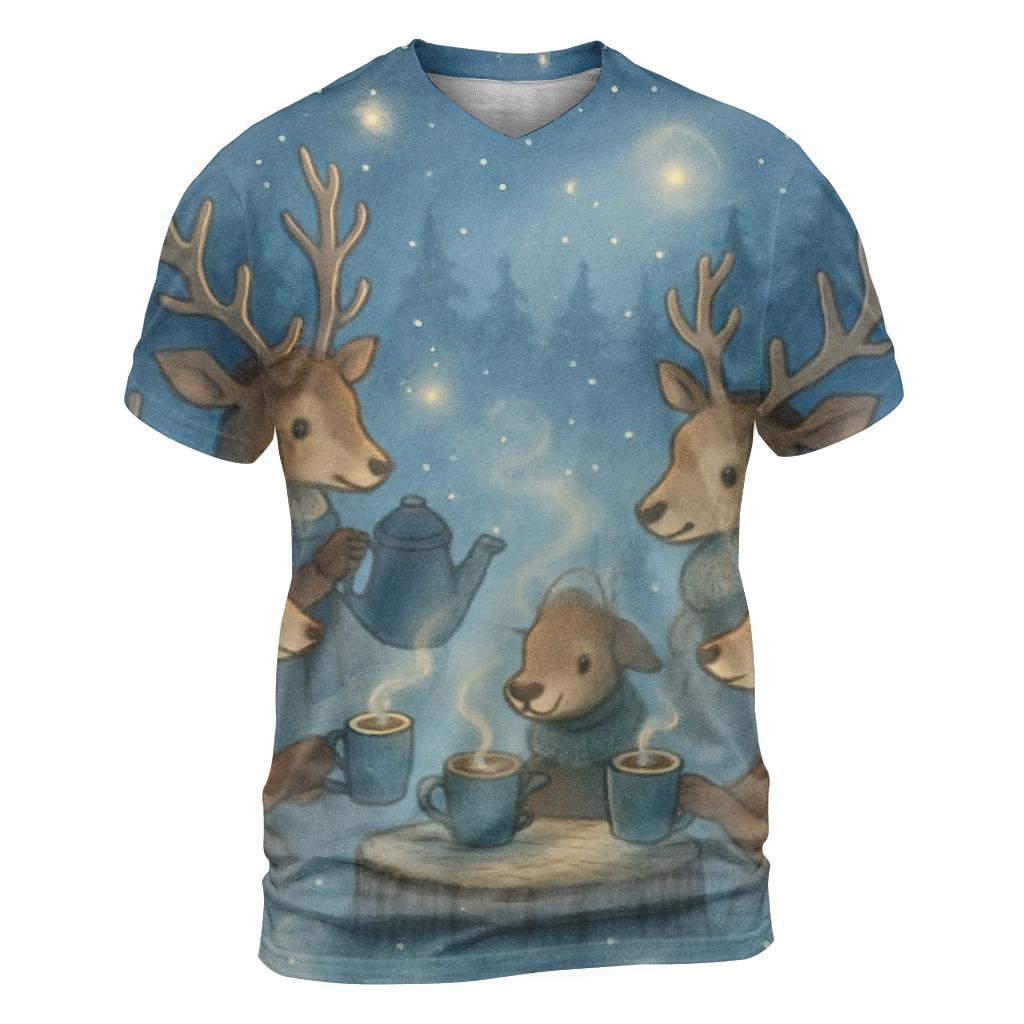 Midnight Reindeer Tea Party unique graphic print tees