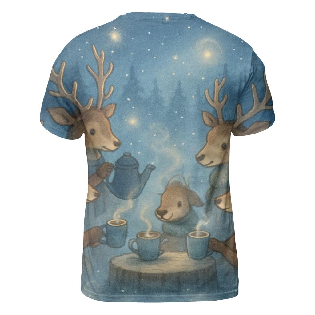 Midnight Reindeer Tea Party unique graphic print tees