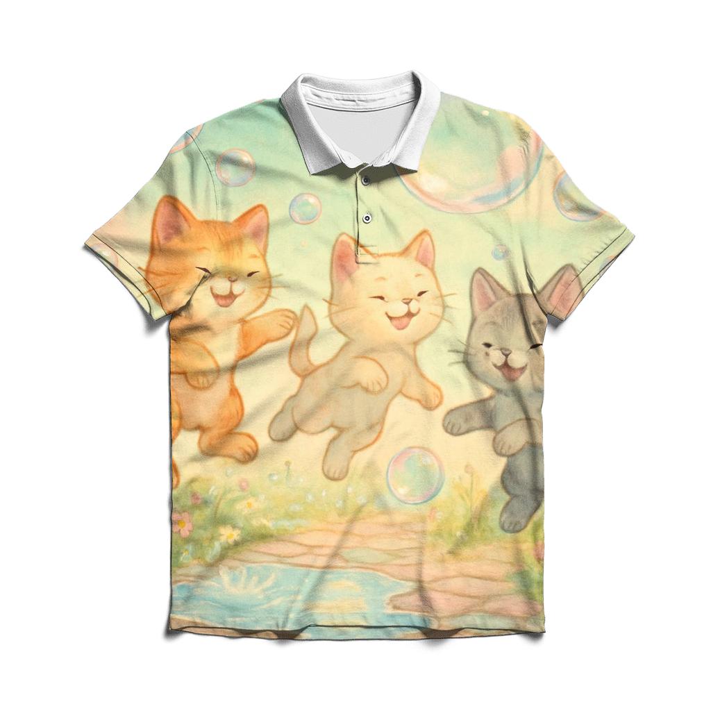 Puddle Bubble Kittens embroidered polo tops