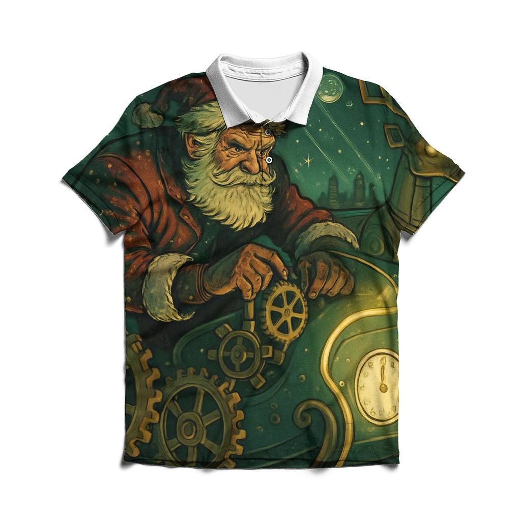 Clockwork Midnight Santa embroidered polo tops