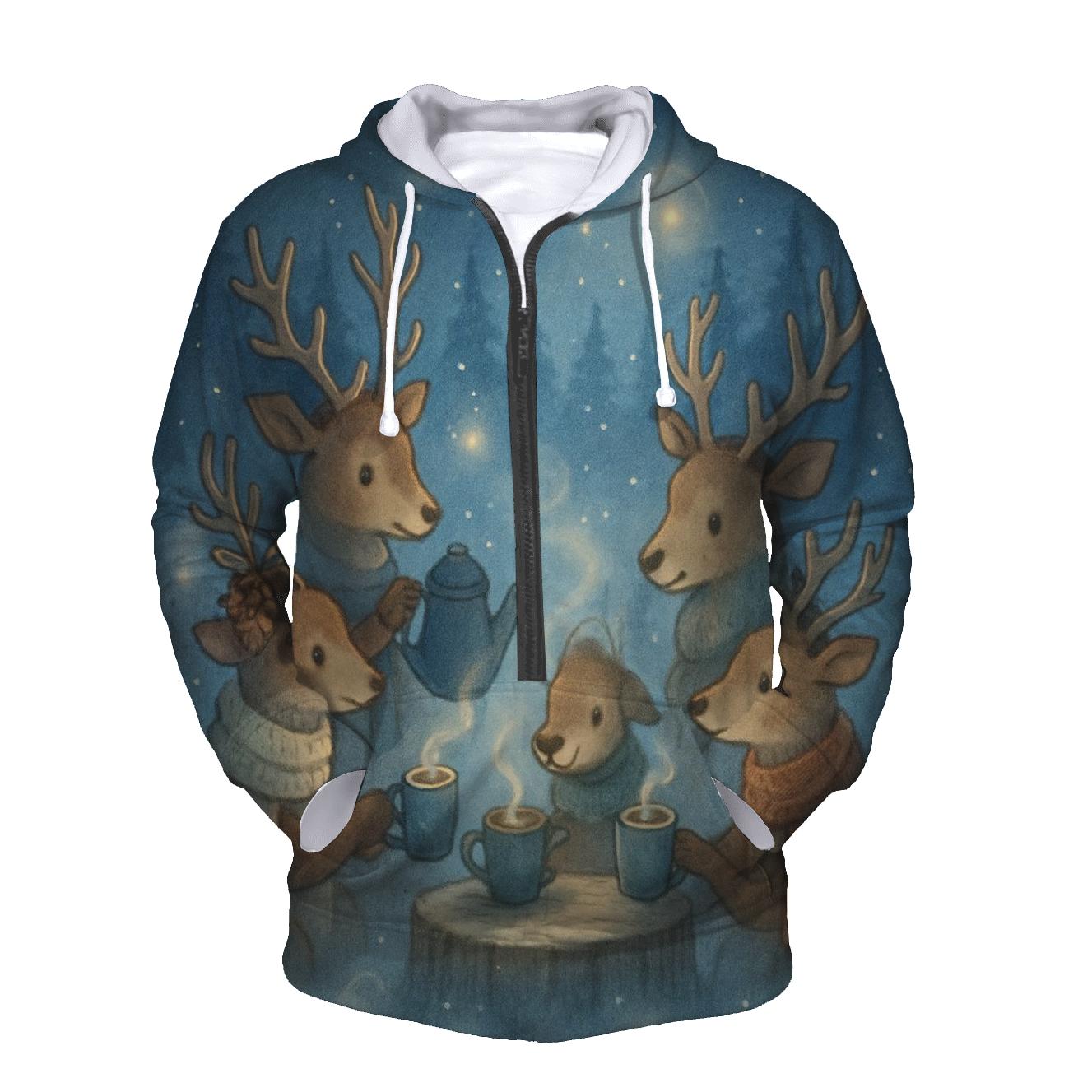 Midnight Reindeer Tea Party premium hoodies