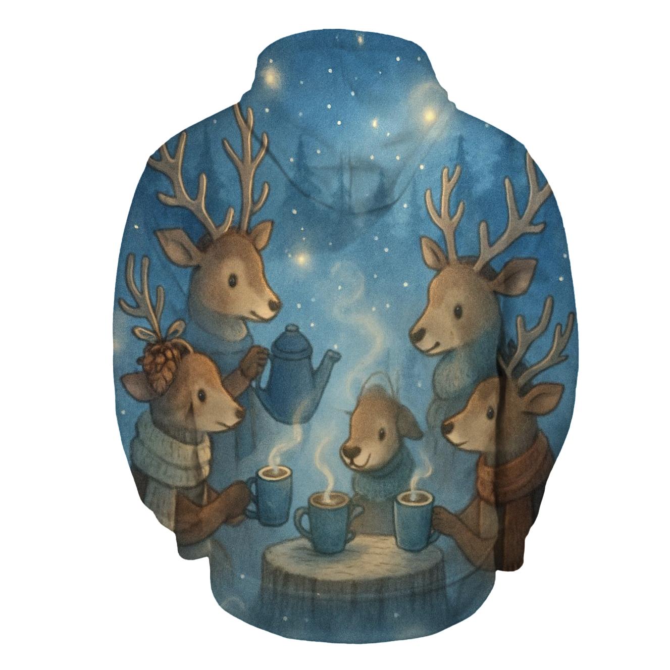 Midnight Reindeer Tea Party premium hoodies