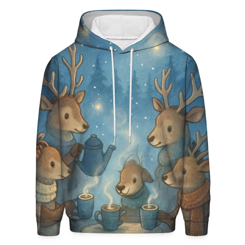 Midnight Reindeer Tea Party heavyweight hoodies