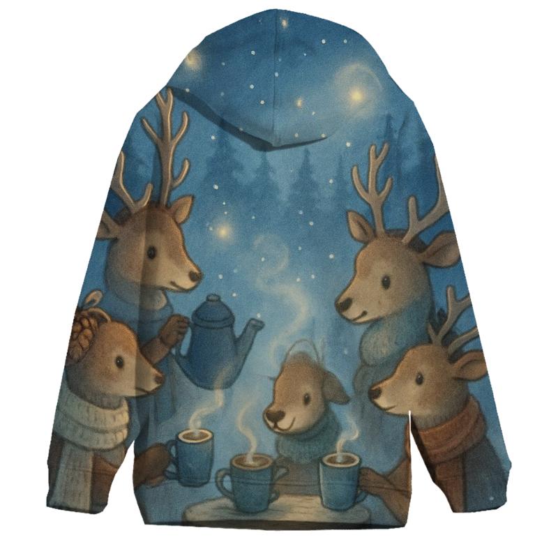 Midnight Reindeer Tea Party heavyweight hoodies