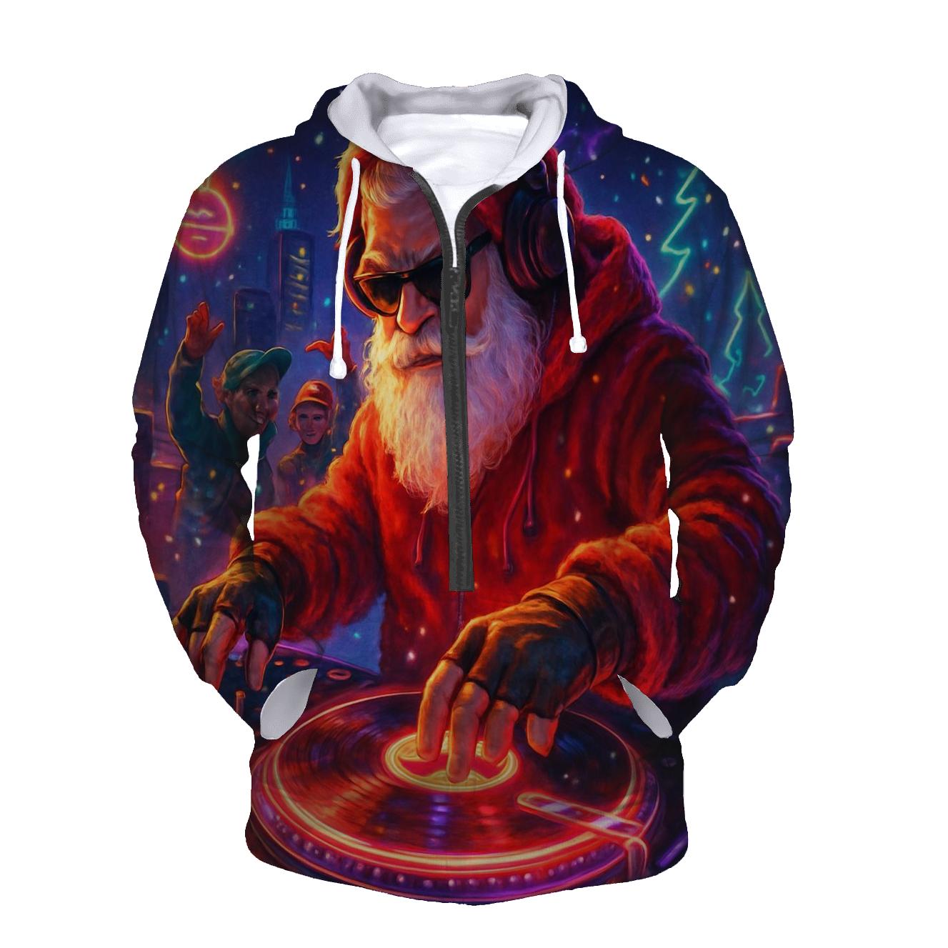 Neon Night DJ Santa printed hoodies