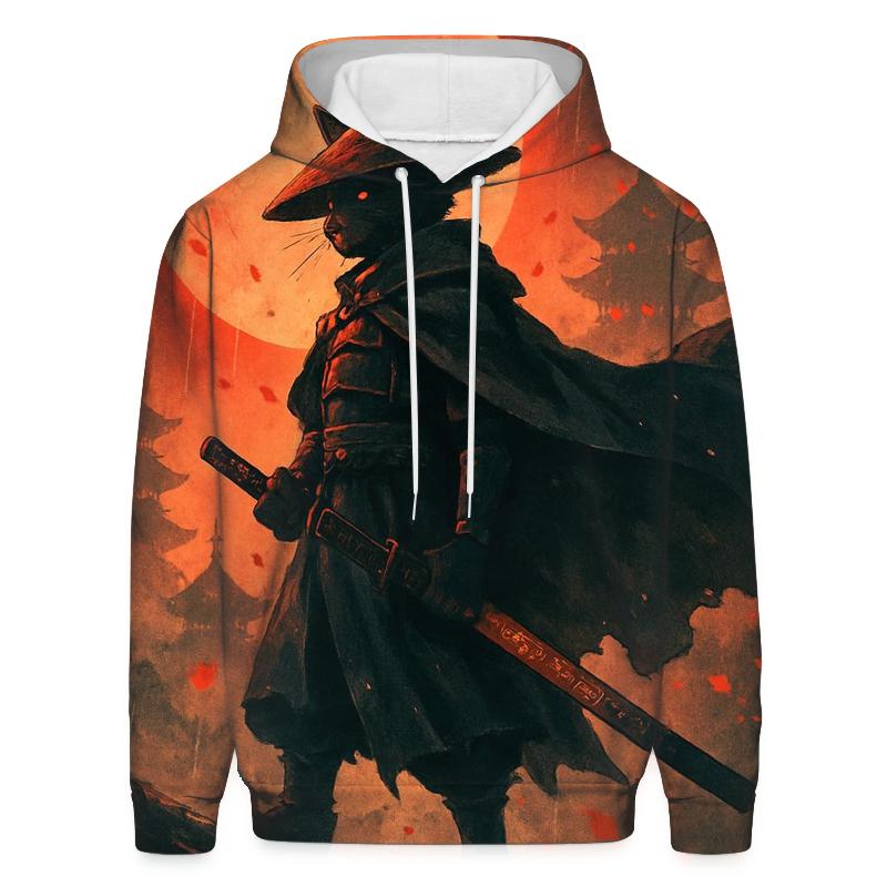 Samurai Moonwatcher Cat zip-up hoodies