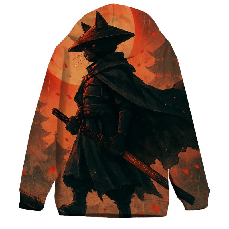Samurai Moonwatcher Cat zip-up hoodies