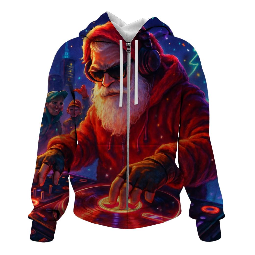Neon Night DJ Santa pullover hoodies