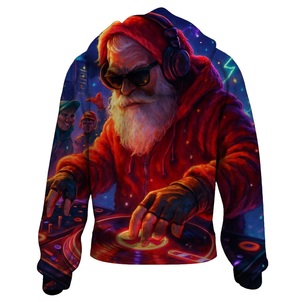 Neon Night DJ Santa pullover hoodies