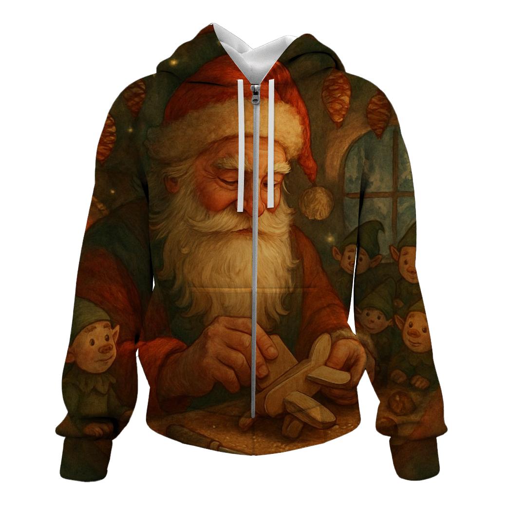 Woodland Toymaker Santa zip-up hoodies