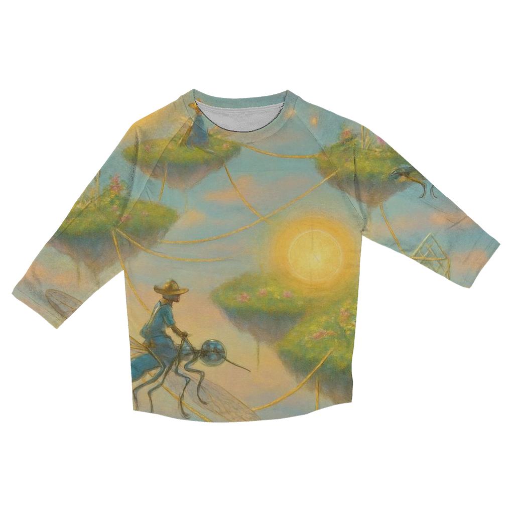 Stitched Sky Garden trendy 3/4 sleeve tops