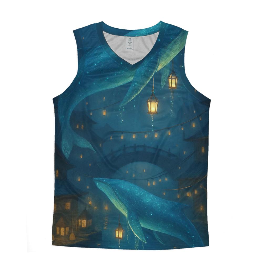 Lantern Whale Parade graphic print tank tops