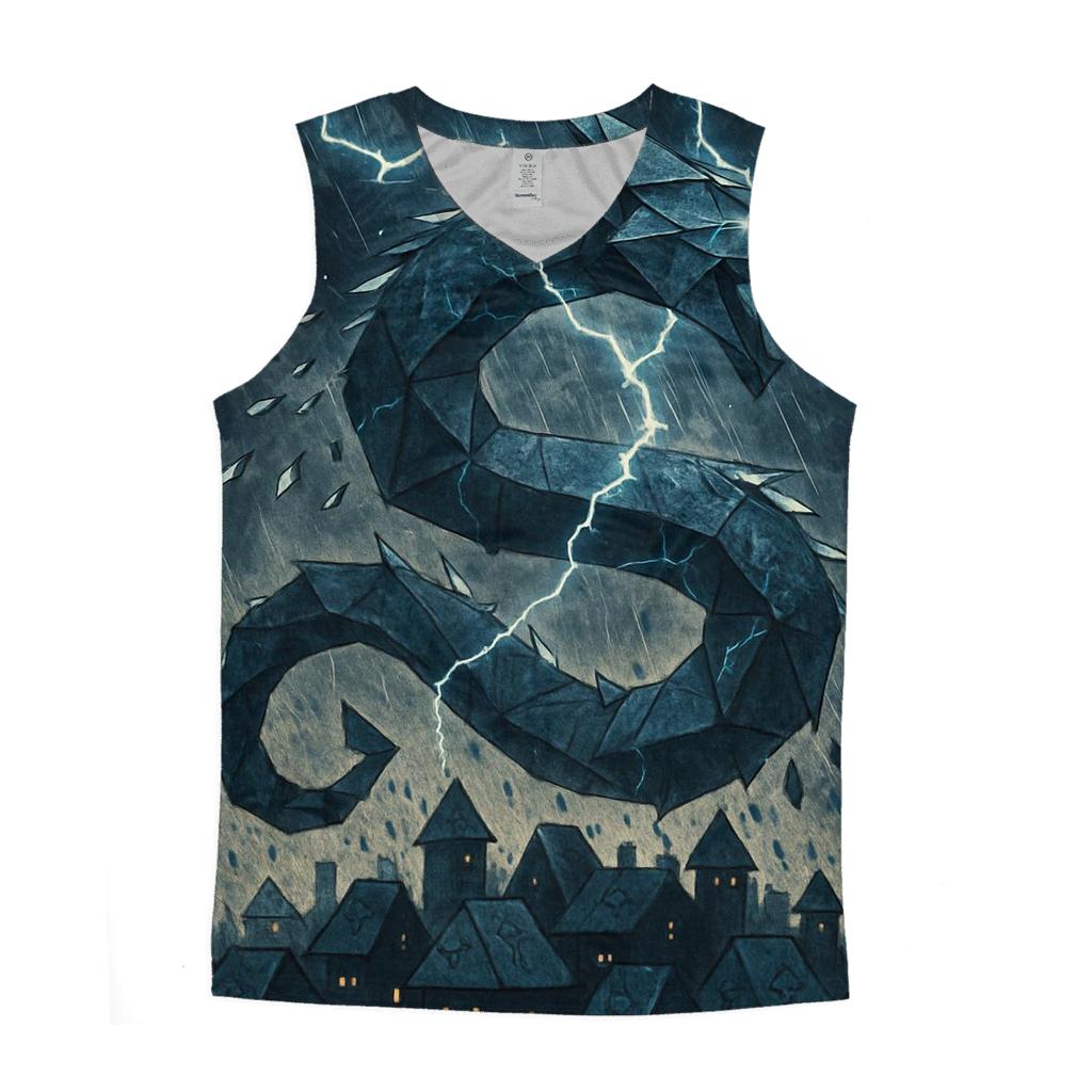 Thunderbolt Origami Dragon cotton sleeveless tops