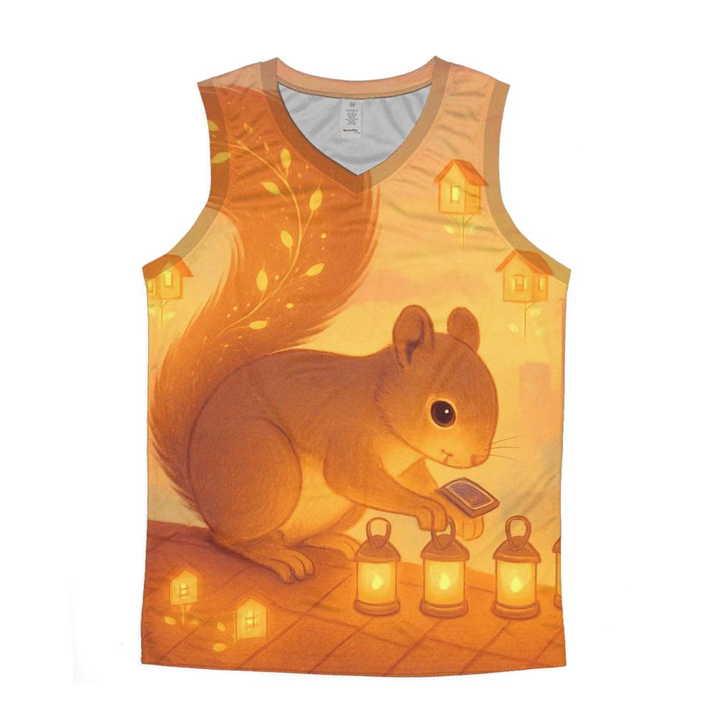 Solar Lantern Squirrel graphic print tank tops