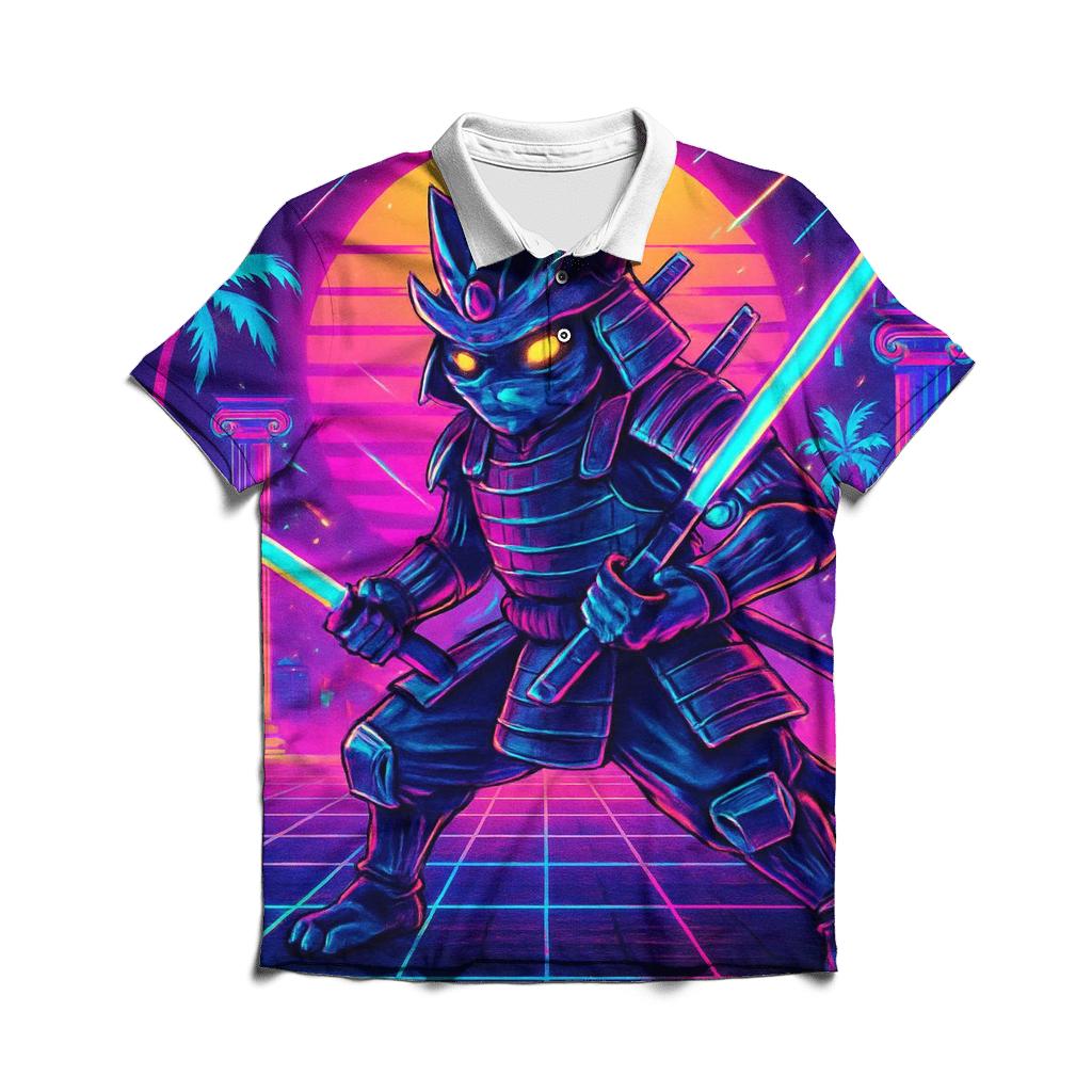 Vaporwave Samurai Cat casual sports polo shirts