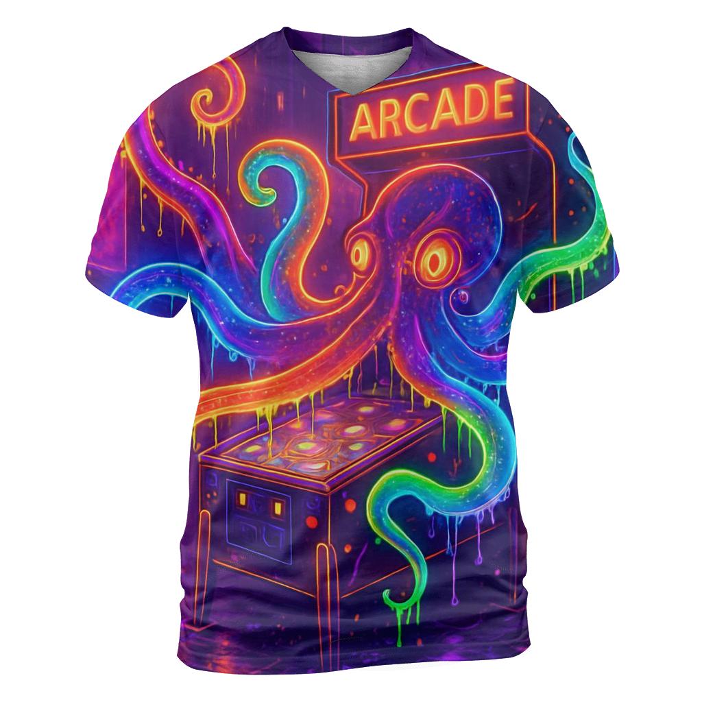 Midnight Arcade Kraken vibrant all-over design tees