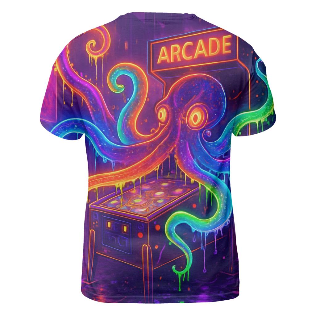 Midnight Arcade Kraken vibrant all-over design tees