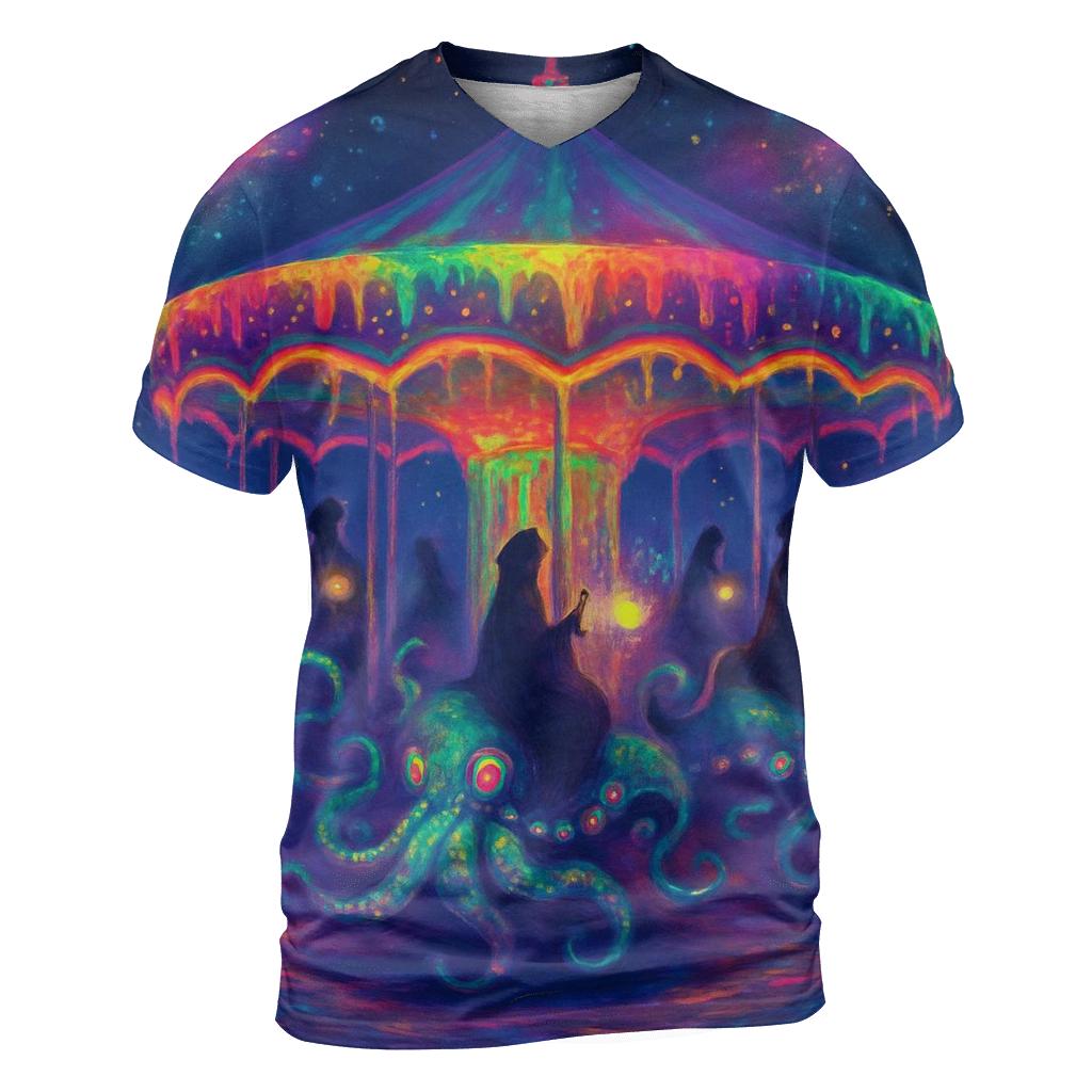 Midnight Carousel Kraken artistic all-over print tops