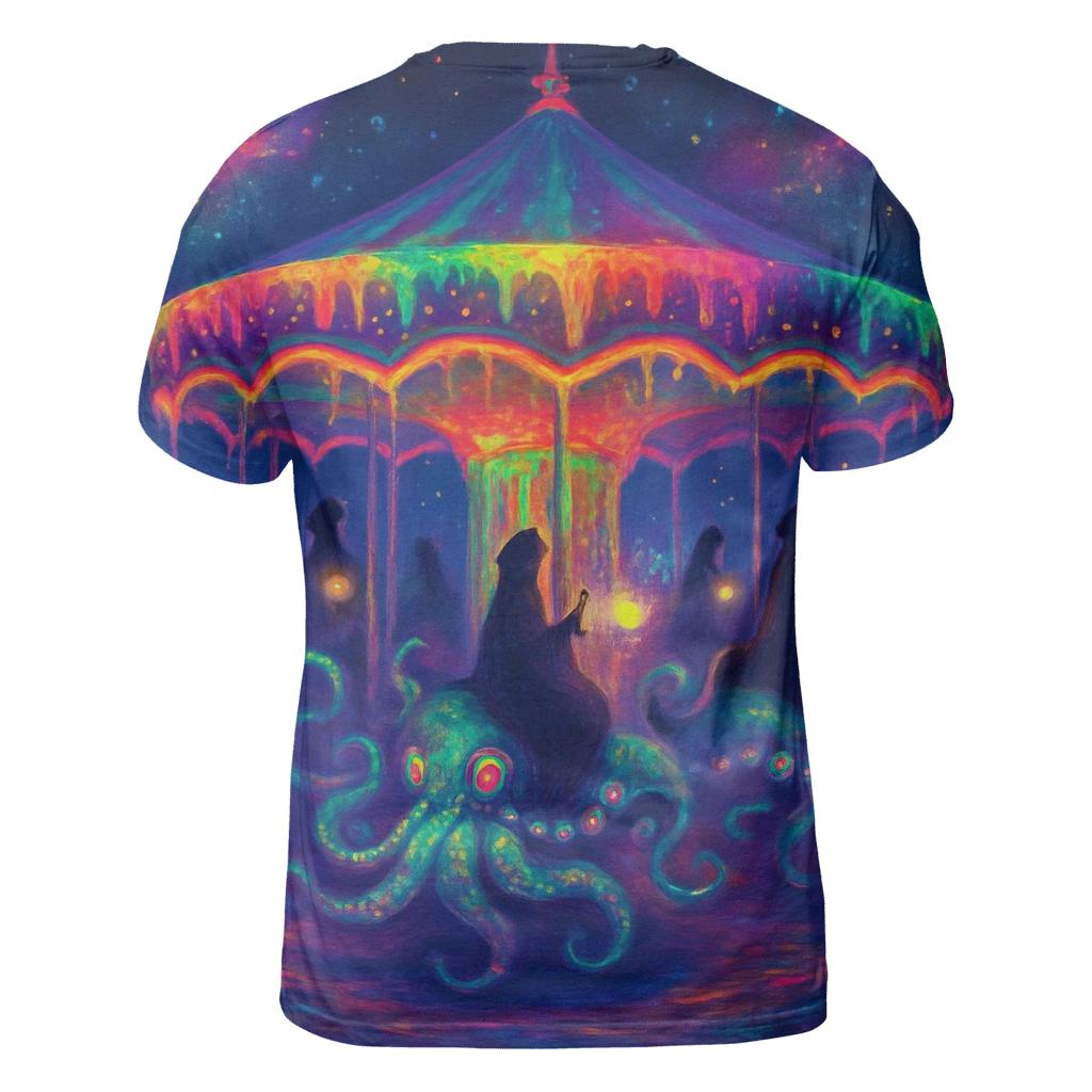 Midnight Carousel Kraken artistic all-over print tops