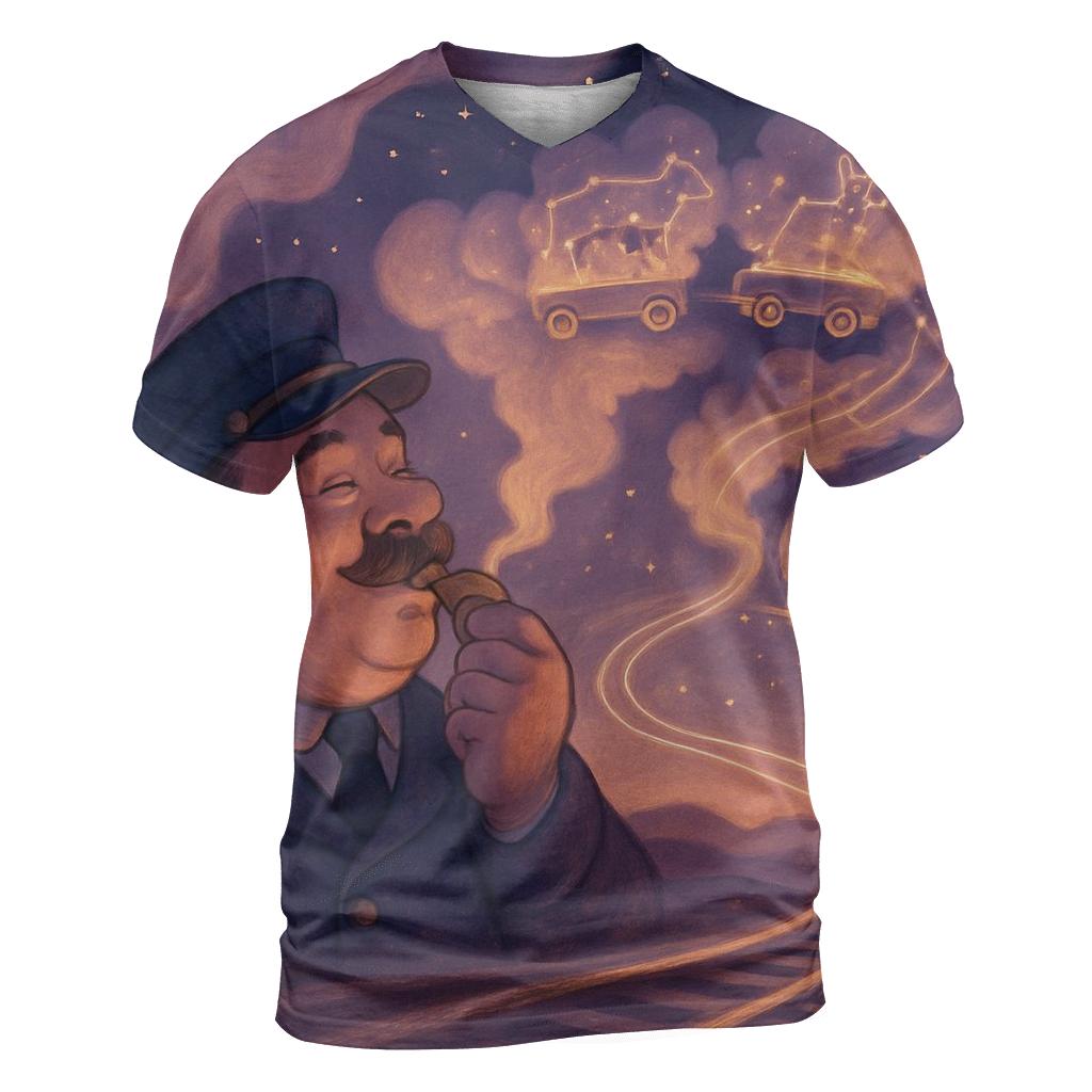 Starwhistle Train Conductor creative print fashion shirts