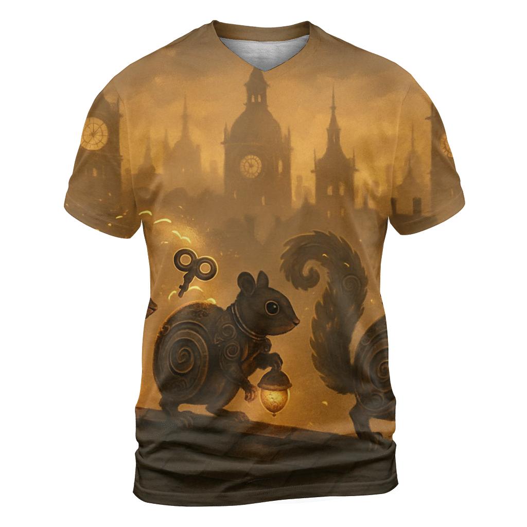Clockwork Squirrel Caravan artistic all-over print tops