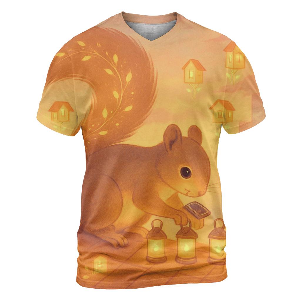 Solar Lantern Squirrel vibrant all-over design tees