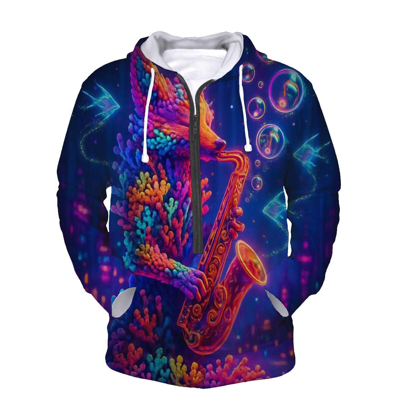 Synthwave Coral Fox hoodies fashion