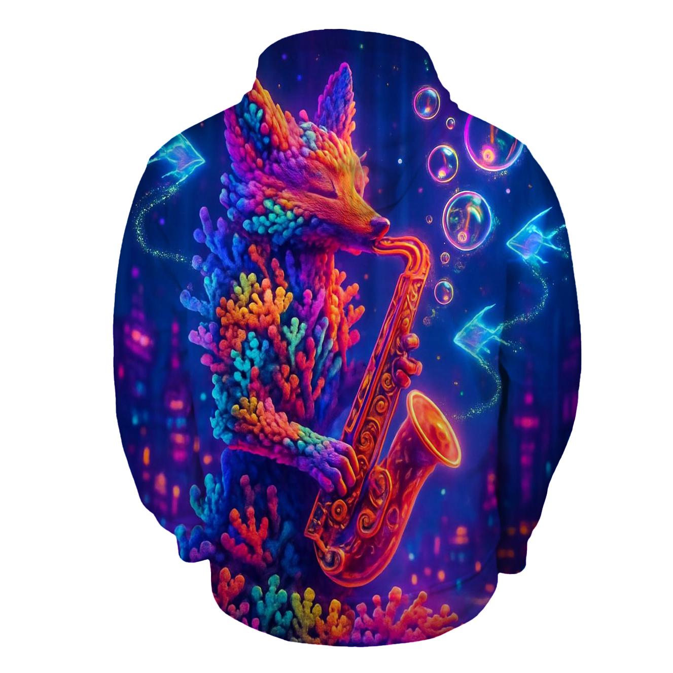 Synthwave Coral Fox hoodies fashion