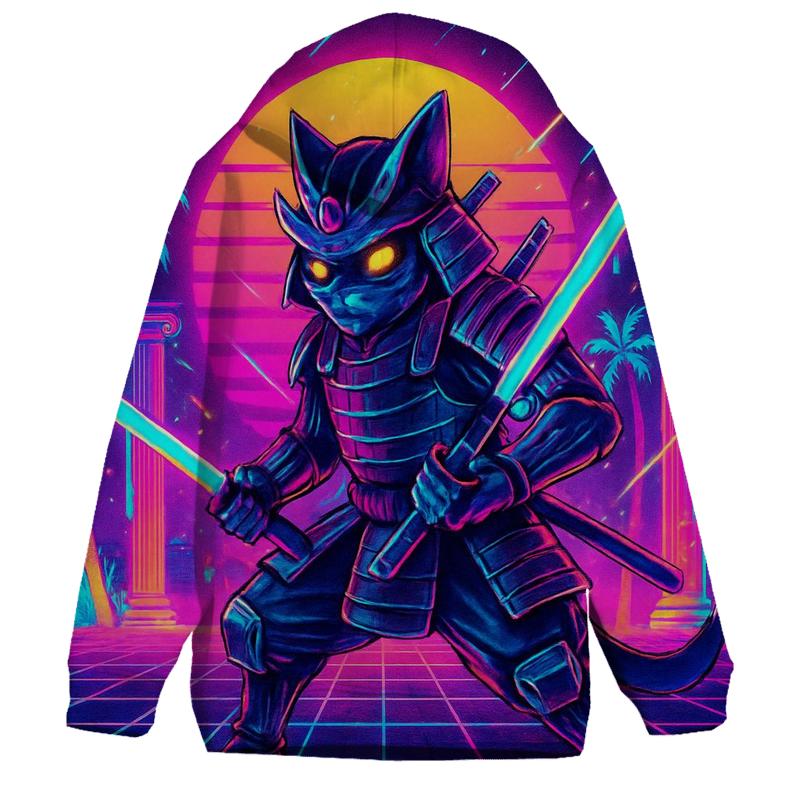 Vaporwave Samurai Cat pullover hoodies