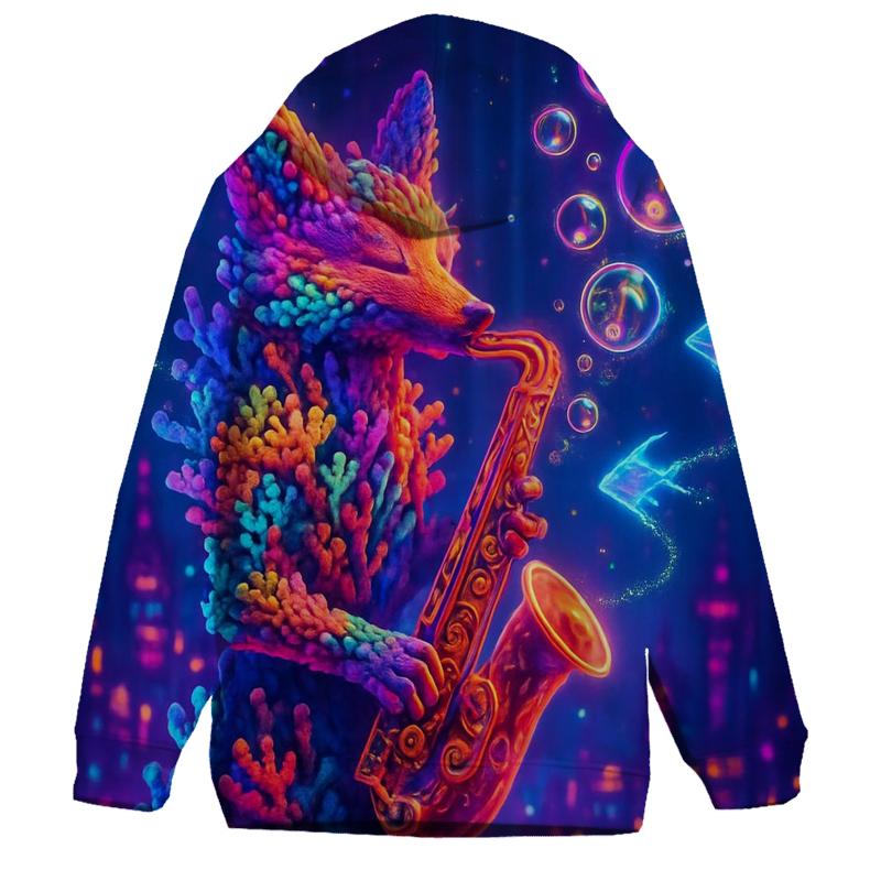 Synthwave Coral Fox custom hoodies