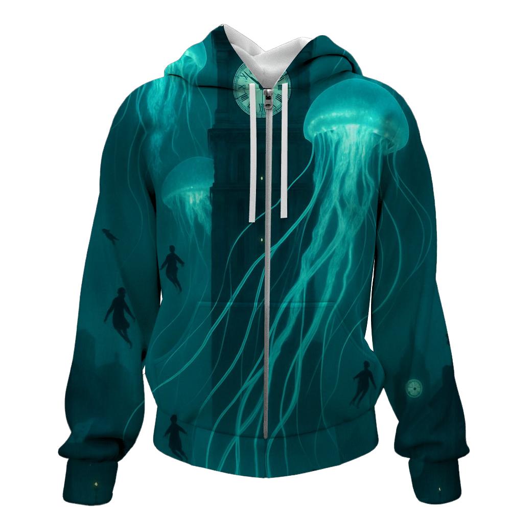 Clocktower Jellyfish embroidered hoodies