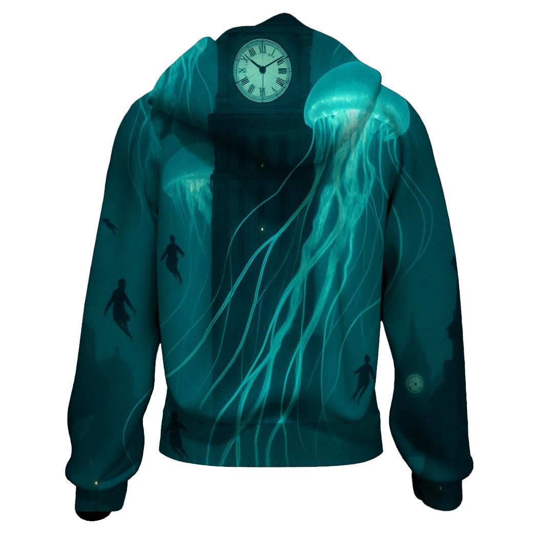 Clocktower Jellyfish embroidered hoodies