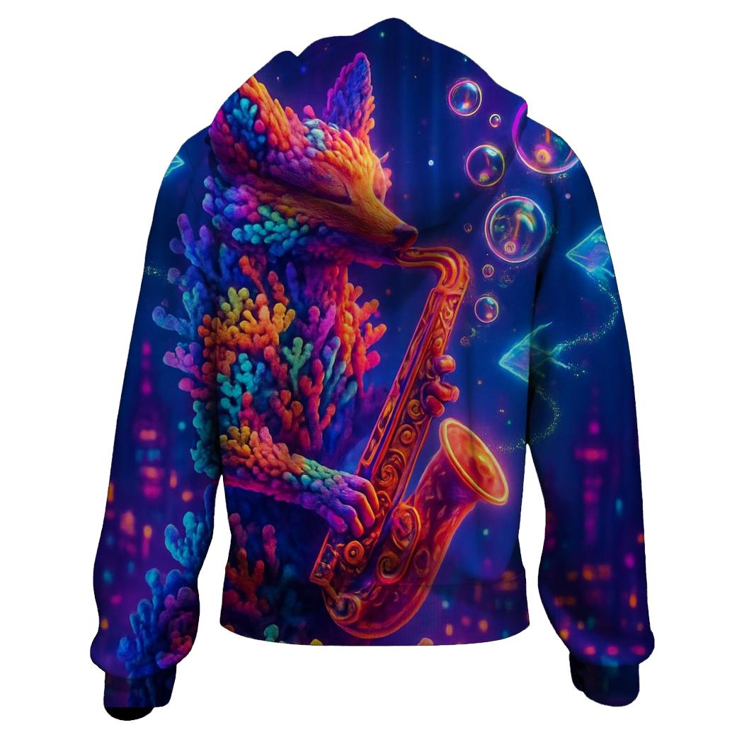 Synthwave Coral Fox hoodie designs