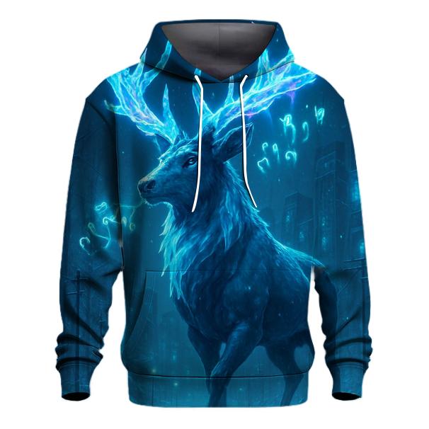 Frostbound Neon Stag graphic hoodies