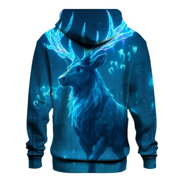 Frostbound Neon Stag graphic hoodies