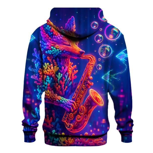 Synthwave Coral Fox designer hoodies
