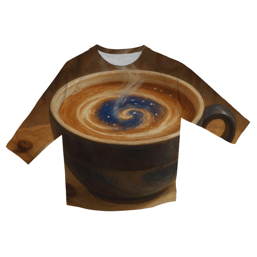 Latte Nebula Swirl casual three quarter sleeve shirts