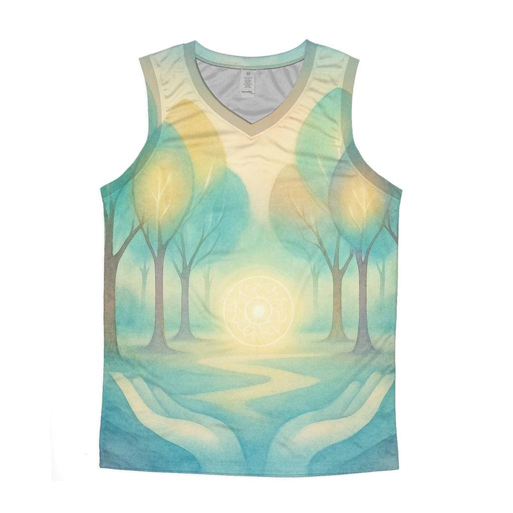Luminous Grove cotton sleeveless tops