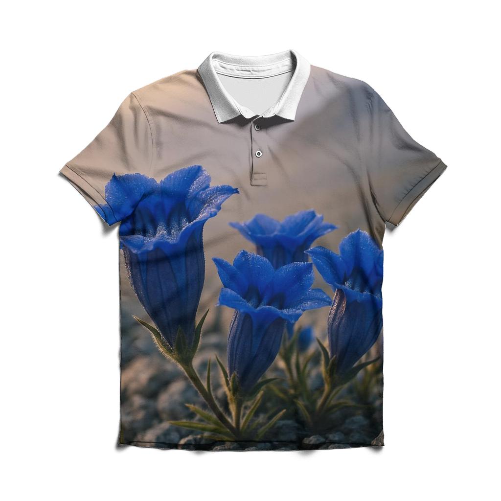 Dawn Census Of Alpine Gentians designer slim fit polos