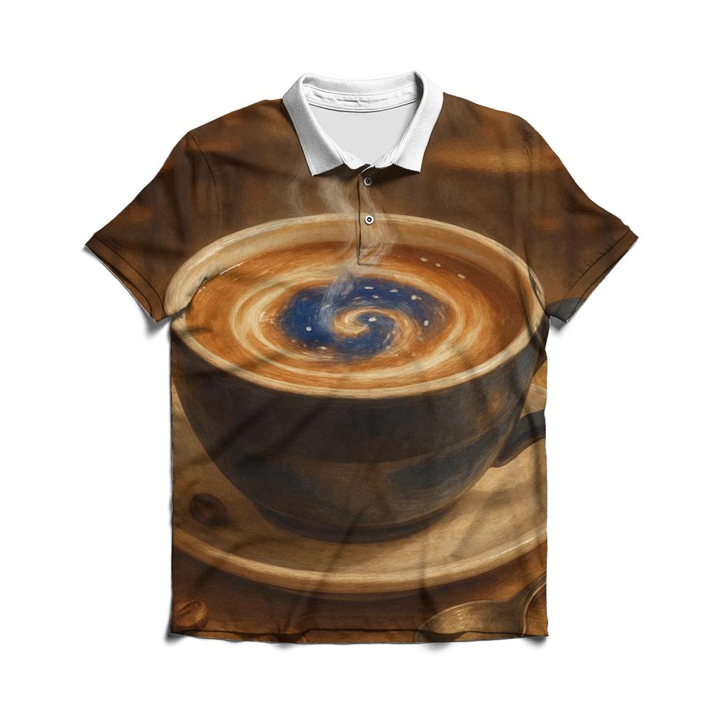 Latte Nebula Swirl designer slim fit polos