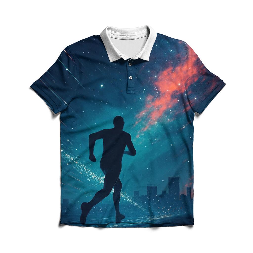 Midnight Marathon Nebula branded logo polo shirts